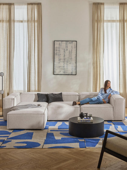 Westwing Collection Modulares Sofa Lennon (4-Sitzer) aus Bouclé mit Hocker (links/rechts) Zeitbegrenzte Promotion