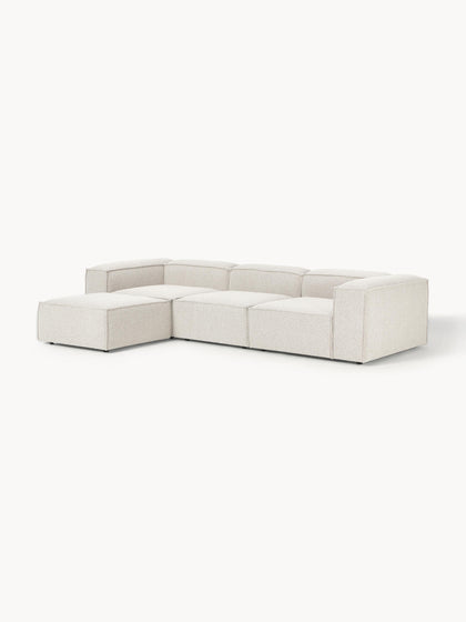 Westwing Collection Modulares Sofa Lennon (4-Sitzer) aus Bouclé mit Hocker (links/rechts) Zeitbegrenzte Promotion