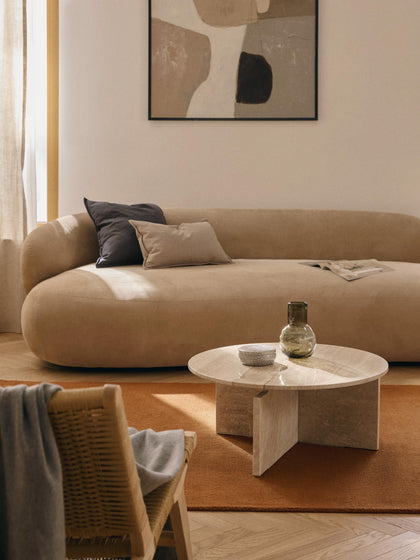 Westwing Collection Runder Couchtisch Marisa aus Travertin Bis zu 65% Rabatt