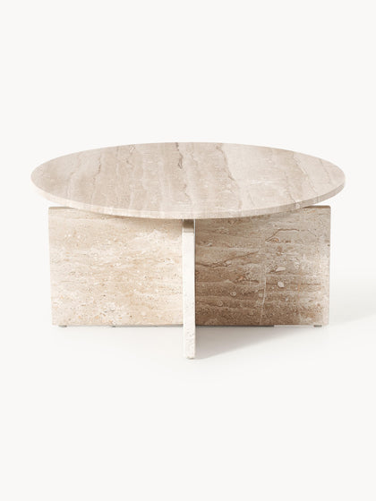Westwing Collection Runder Couchtisch Marisa aus Travertin Bis zu 65% Rabatt