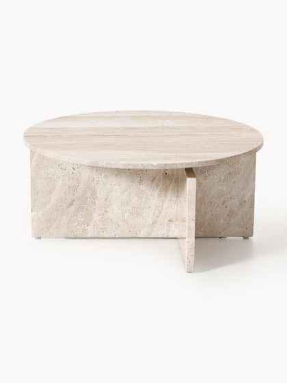 Westwing Collection Runder Couchtisch Marisa aus Travertin Bis zu 65% Rabatt