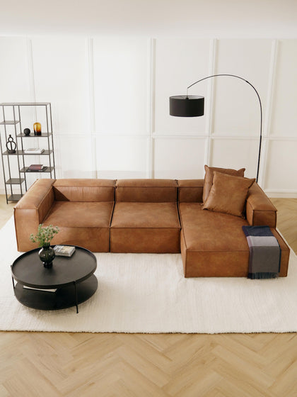 Westwing Collection Modulares Ecksofa Lennon aus recyceltem Leder Vierteljährliche Förderung