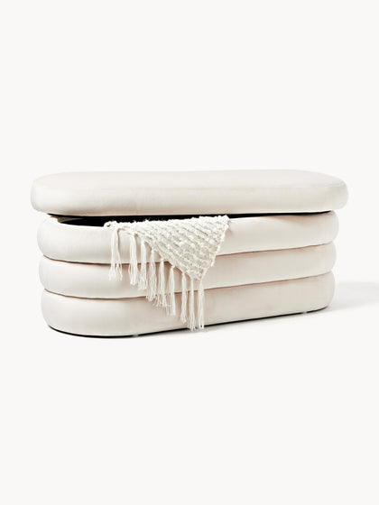 Westwing Collection Samt-Polsterbank Alto mit Stauraum 50% Rabatt mit kostenlosem Versand