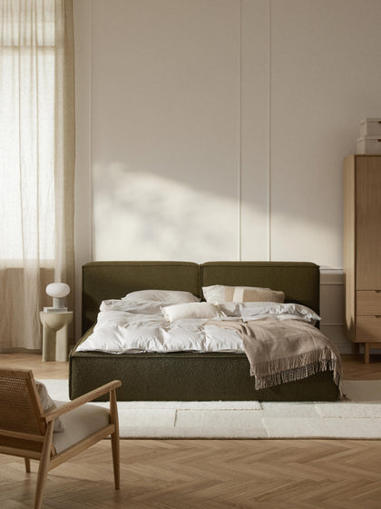 Westwing Collection Bouclé-Polsterbett Lennon mit Stauraum Outlet