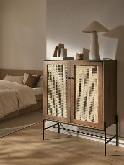 Westwing Collection Highboard Vienna mit Wiener Geflecht Preisnachlass