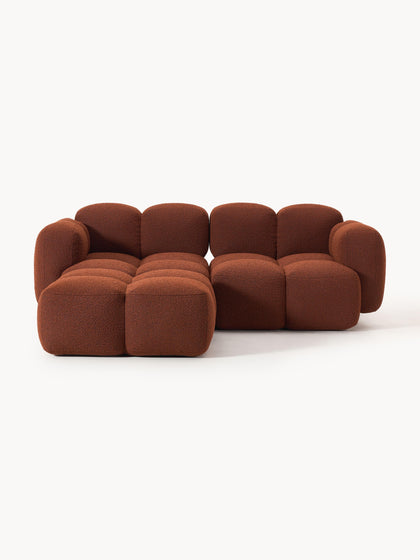 Westwing Collection Modulares Sofa Tayla (3-Sitzer) aus Bouclé mit Hocker (links/rechts)