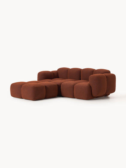 Westwing Collection Modulares Sofa Tayla (3-Sitzer) aus Bouclé mit Hocker (links/rechts) Räumungsverkauf