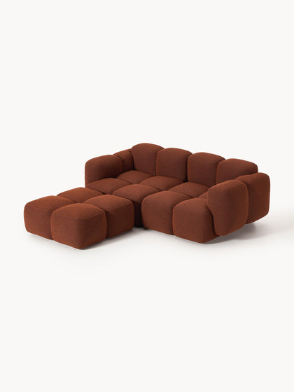 Westwing Collection Modulares Sofa Tayla (3-Sitzer) aus Bouclé mit Hocker (links/rechts) Räumungsverkauf