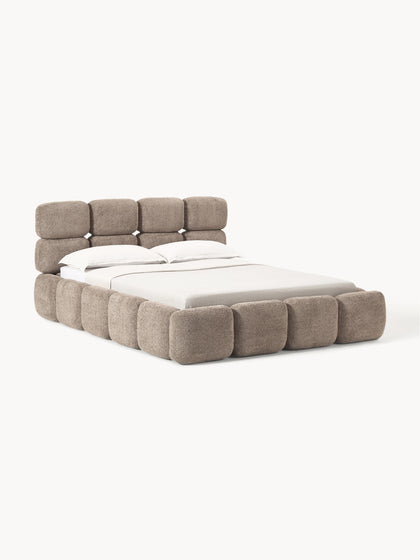 Westwing Collection Polsterbett Tayla aus Teddy-Bouclé mit Stauraum