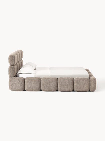Westwing Collection Polsterbett Tayla aus Teddy-Bouclé mit Stauraum Kostenlose Rückgabe