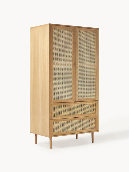 Westwing Collection Kleiner Kleiderschrank Aries mit Wiener Geflecht 2-türig