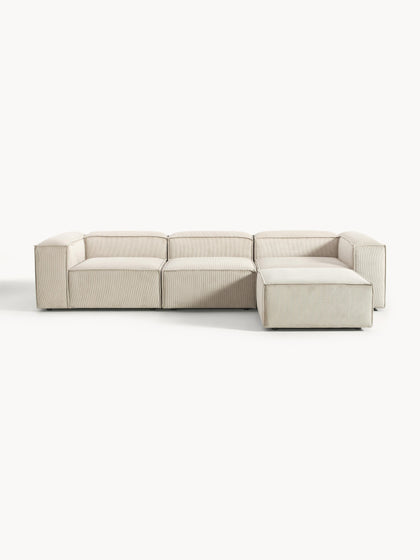 Westwing Collection Modulares Sofa Lennon (4-Sitzer) aus Cord mit Hocker (links/rechts)