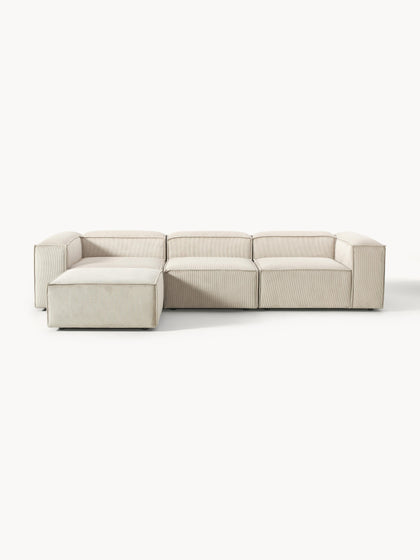 Westwing Collection Modulares Sofa Lennon (4-Sitzer) aus Cord mit Hocker (links/rechts) Vierteljährliche Förderung