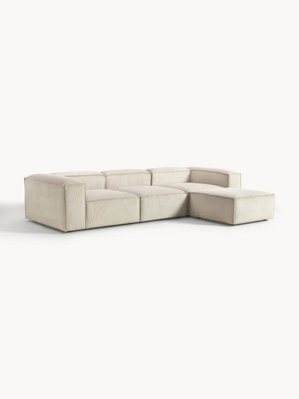 Westwing Collection Modulares Sofa Lennon (4-Sitzer) aus Cord mit Hocker (links/rechts) Vierteljährliche Förderung
