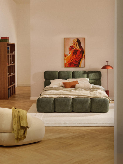 Westwing Collection Polsterbett Tayla aus Teddy-Bouclé mit Stauraum Riesige Rabatte