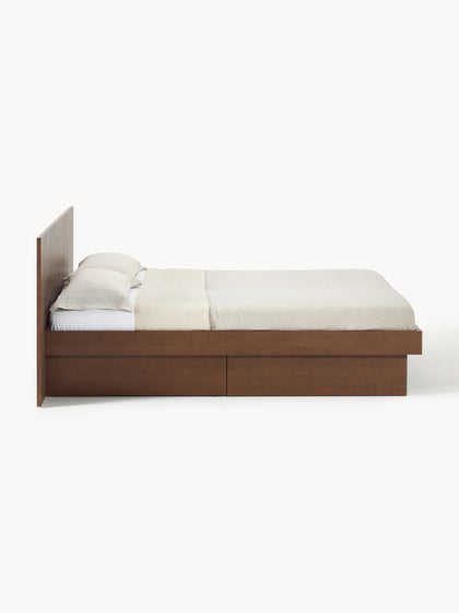 Westwing Collection Holzbett Sato mit Schubladen und Kopfteil Im Verkauf