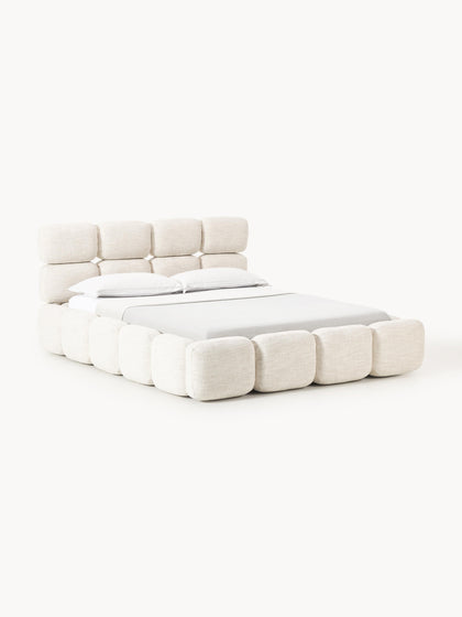 Westwing Collection Polsterbett Tayla aus Bouclé mit Stauraum