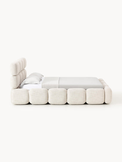 Westwing Collection Polsterbett Tayla aus Bouclé mit Stauraum Auslauf