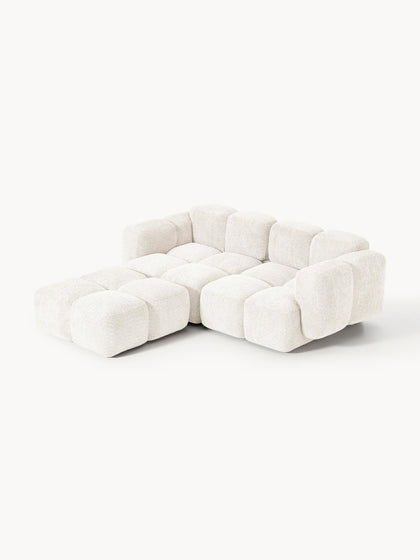 Westwing Collection Modulares Sofa Tayla (3-Sitzer) aus Teddy-Bouclé mit Hocker (links/rechts) Rabatt