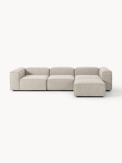 Westwing Collection Modulares Sofa Lennon (4-Sitzer) aus Leinen-Mix mit Hocker (links/rechts)