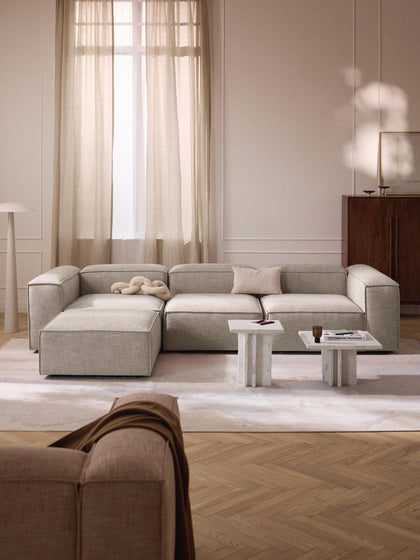Westwing Collection Modulares Sofa Lennon (4-Sitzer) aus Leinen-Mix mit Hocker (links/rechts) Valentinstagsangebot