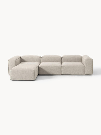 Westwing Collection Modulares Sofa Lennon (4-Sitzer) aus Leinen-Mix mit Hocker (links/rechts) Valentinstagsangebot