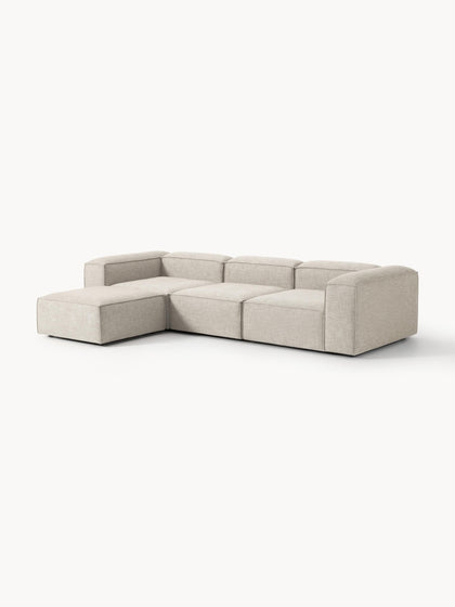 Westwing Collection Modulares Sofa Lennon (4-Sitzer) aus Leinen-Mix mit Hocker (links/rechts) Valentinstagsangebot
