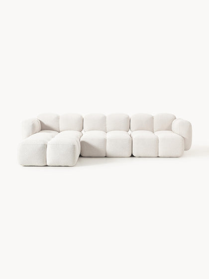 Westwing Collection Modulares Sofa Tayla (4-Sitzer) aus Bouclé mit Hocker (links/rechts)