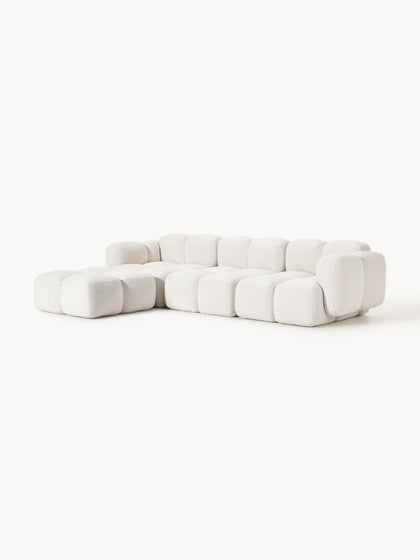 Westwing Collection Modulares Sofa Tayla (4-Sitzer) aus Bouclé mit Hocker (links/rechts) Lagerräumung