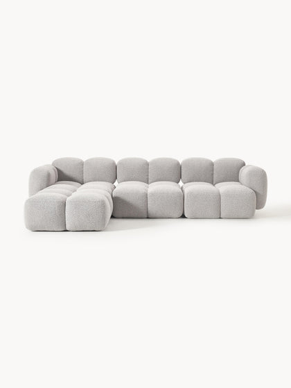 Westwing Collection Modulares Sofa Tayla (4-Sitzer) aus Bouclé mit Hocker (links/rechts)