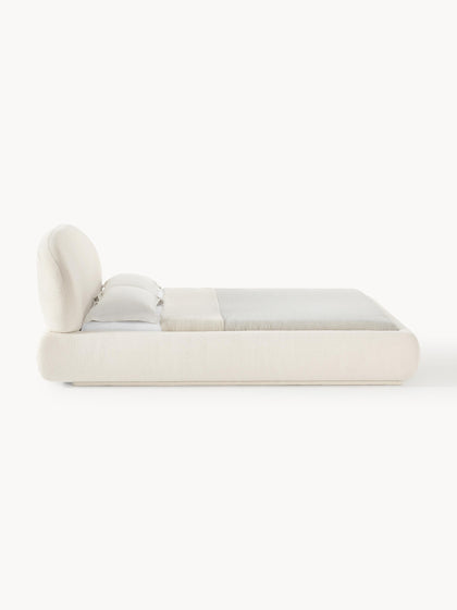 Westwing Collection Bouclé-Polsterbett Alba mit abgerundeten Ecken Kauf eins, bekomm eins gratis