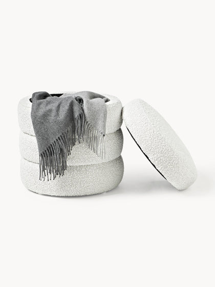 Westwing Collection Bouclé-Polsterhocker Alto mit Stauraum Großer Ausverkauf