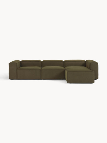 Westwing Collection Modulares Sofa Lennon (4-Sitzer) aus Bouclé mit Hocker (links/rechts)