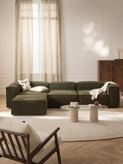 Westwing Collection Modulares Sofa Lennon (4-Sitzer) aus Bouclé mit Hocker (links/rechts) Online Outlet
