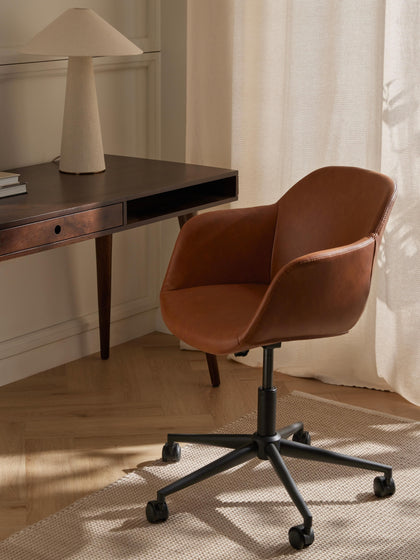 Westwing Collection Kunstleder-Schreibtischstuhl Fiji mit schmaler Sitzschale Zeitlich begrenztes Angebot
