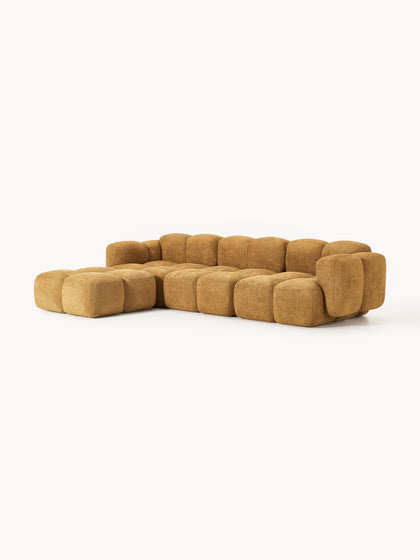 Westwing Collection Modulares Sofa Tayla (4-Sitzer) aus Teddy-Bouclé mit Hocker (links/rechts) Exklusive Angebote
