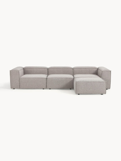 Westwing Collection Modulares Sofa Lennon (4-Sitzer) aus Bouclé mit Hocker (links/rechts)