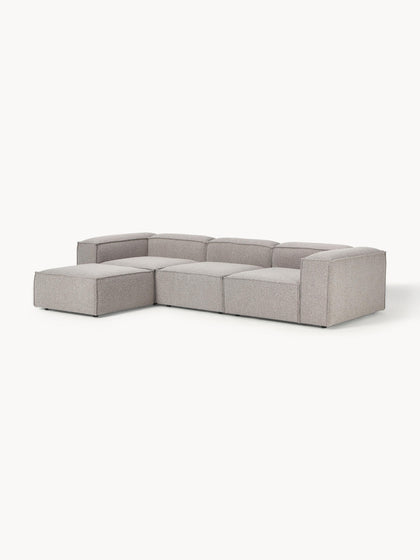 Westwing Collection Modulares Sofa Lennon (4-Sitzer) aus Bouclé mit Hocker (links/rechts) Wochenangebot