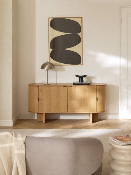 Westwing Collection Holz-Sideboard Zumi mit abgerundeten Ecken Kostenlose Rückgabe