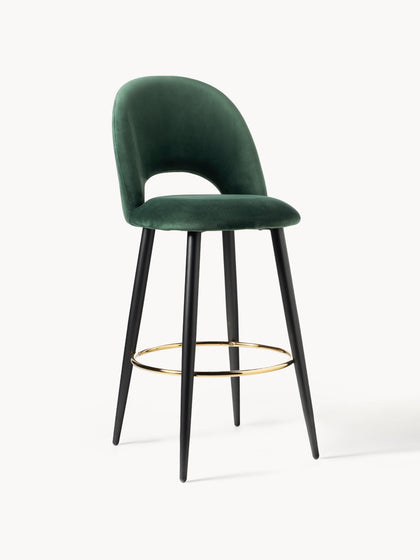 Westwing Collection Samt-Barstuhl Rachel