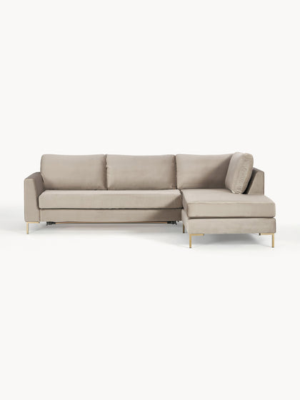 Westwing Collection Samt-Schlafsofa Luna (3-Sitzer) mit Matratze Exklusivangebot