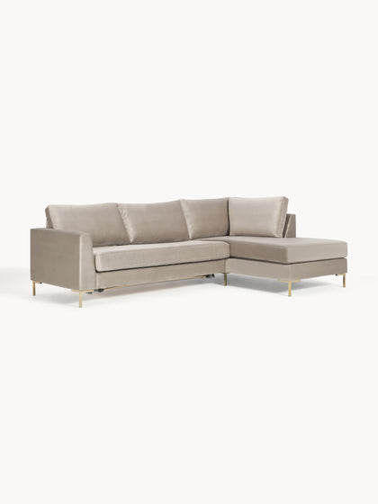 Westwing Collection Samt-Schlafsofa Luna (3-Sitzer) mit Matratze Exklusivangebot