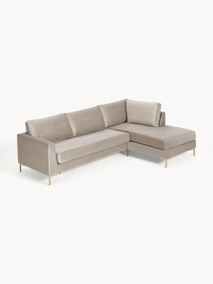 Westwing Collection Samt-Schlafsofa Luna (3-Sitzer) mit Matratze Exklusivangebot