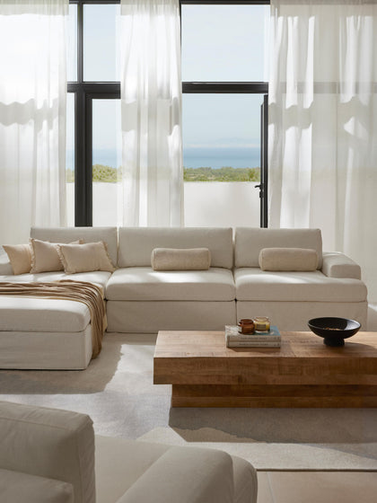 Westwing Collection Modulares Sofa Russell (4-Sitzer) mit Hocker (links/rechts) Vatertagsangebot