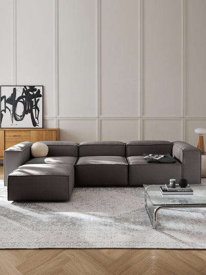 Westwing Collection Modulares Sofa Lennon (4-Sitzer) mit Hocker (links/rechts) Nur für heute