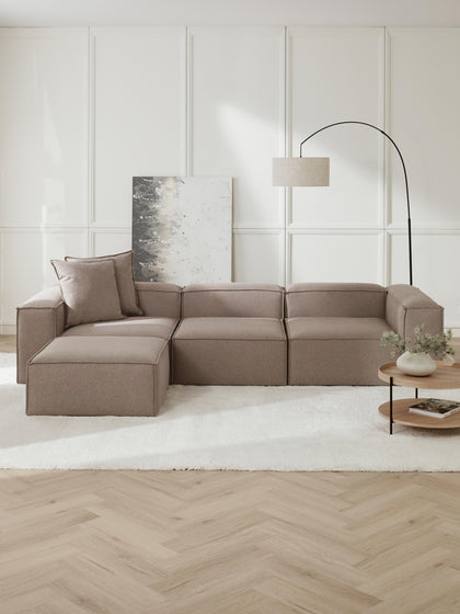 Westwing Collection Modulares Sofa Lennon (4-Sitzer) mit Hocker (links/rechts) Nur noch ein Tag übrig