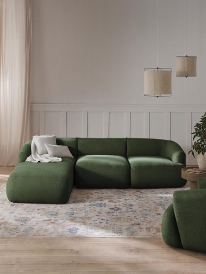 Westwing Collection Modulares Bouclé-Ecksofa Sofia (3-Sitzer) Kostenloser Versand international