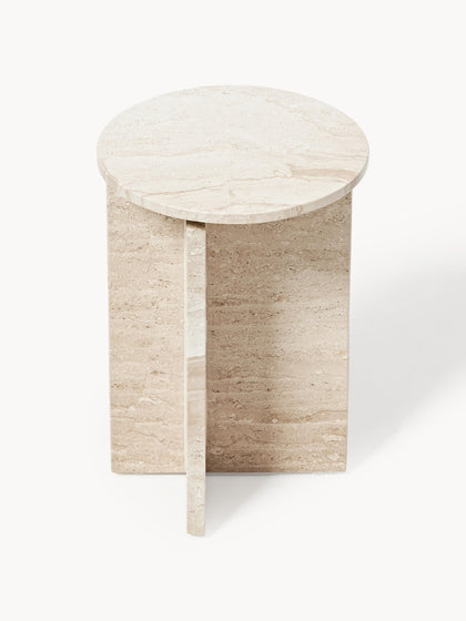 Westwing Collection Runder Beistelltisch Marisa aus Travertin Saisonale Angebote