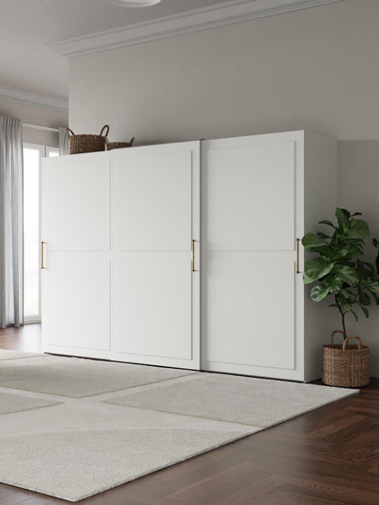 Westwing Collection Modularer Schwebetürenschrank Charlotte 300 cm Breite mehrere Varianten Riesige Ersparnisse