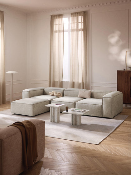 Westwing Collection Sofa-Hocker Lennon aus Leinen-Mix Nur noch ein Tag übrig